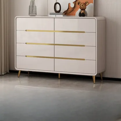 White Glam Bedroom Modern Wood Dresser with Legs Image - 6