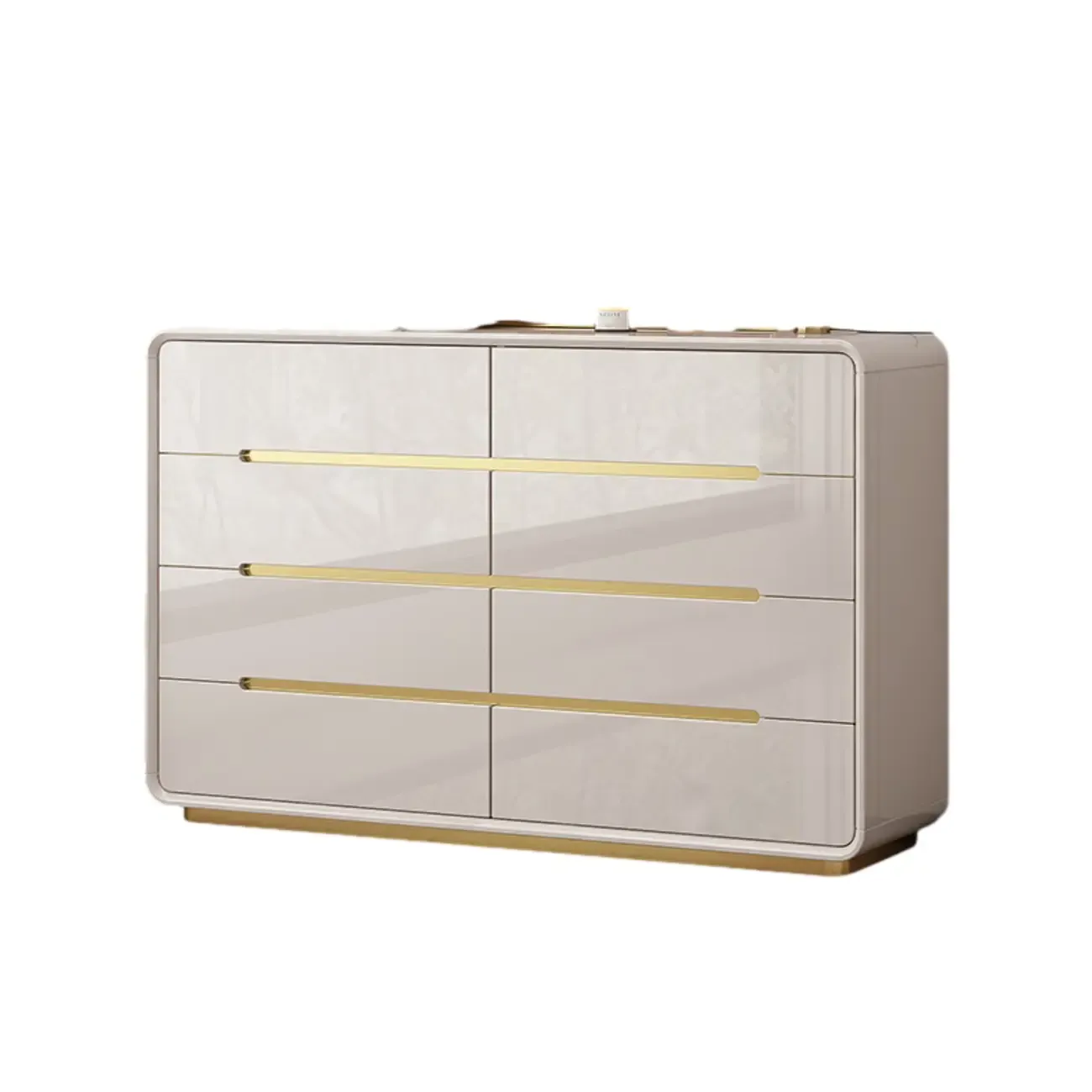 White Glam Bedroom Modern Wood Dresser with Legs Image - 9