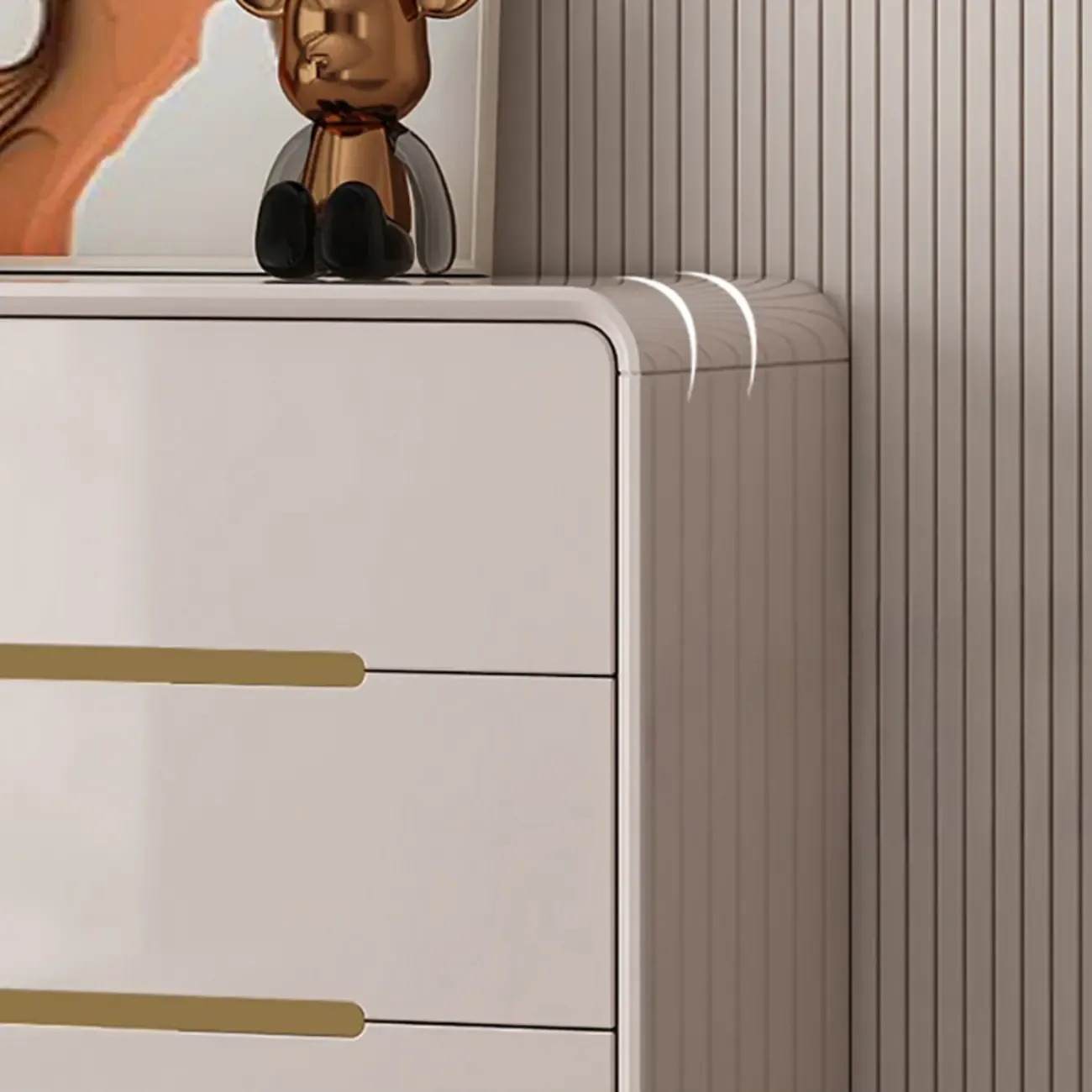 White Glam Bedroom Modern Wood Dresser with Legs Image - 12