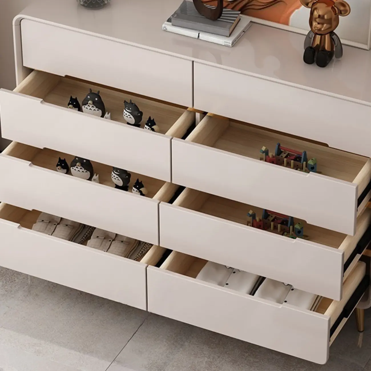 White Glam Bedroom Modern Wood Dresser with Legs Image - 15 | homeyfad