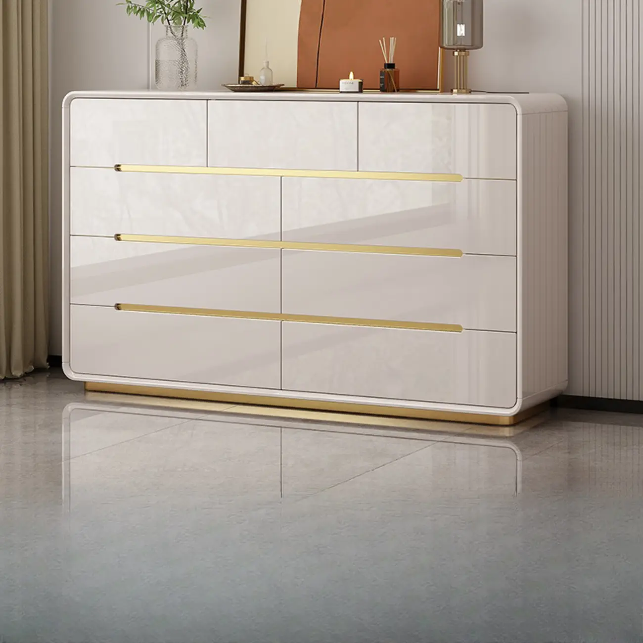 White Glam Bedroom Modern Wood Dresser with Legs Image - 17 | homeyfad