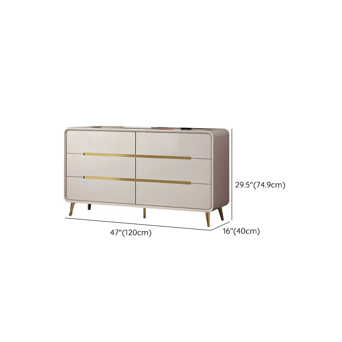 White Glam Bedroom Modern Wood Dresser with Legs Image - 20