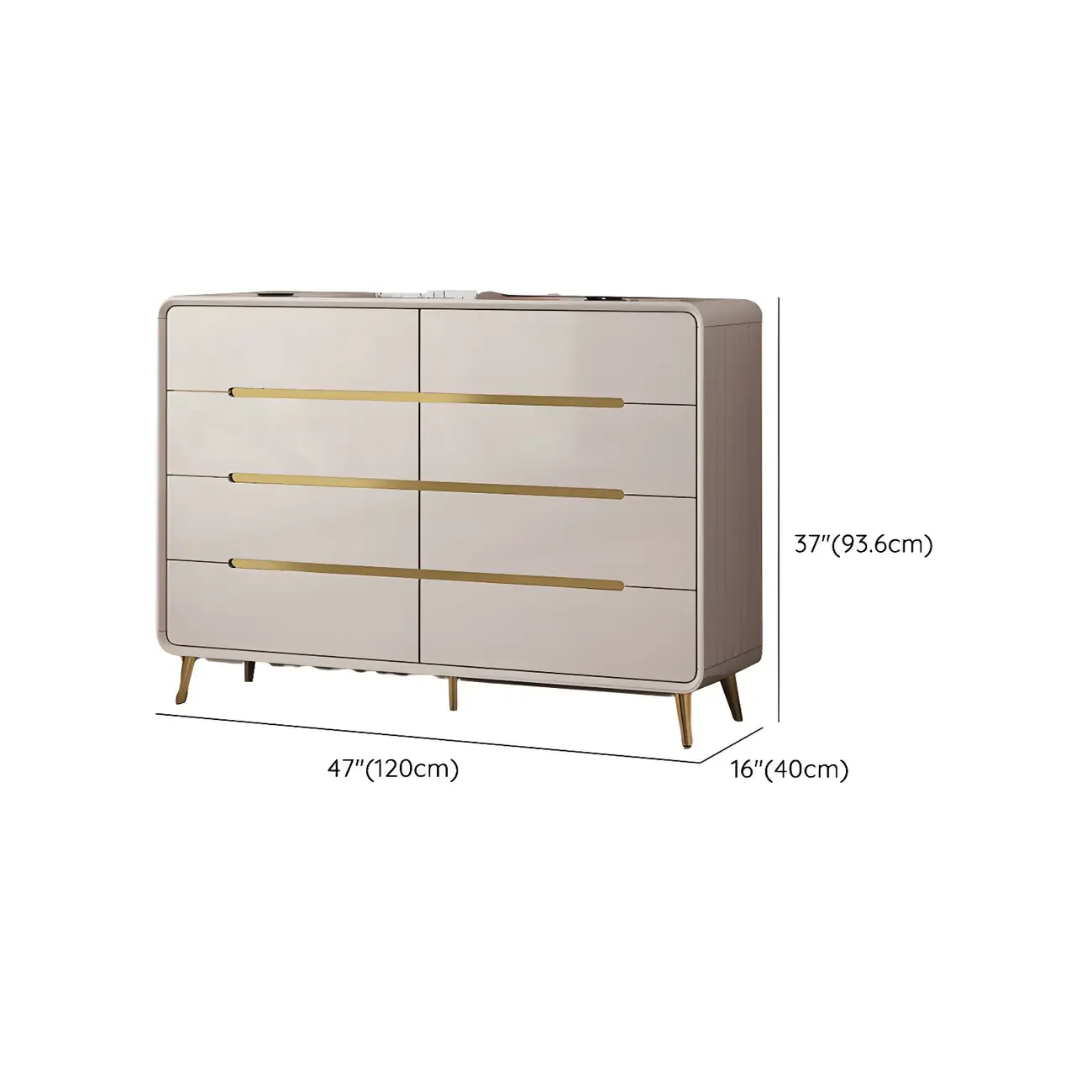 White Glam Bedroom Modern Wood Dresser with Legs Image - 26