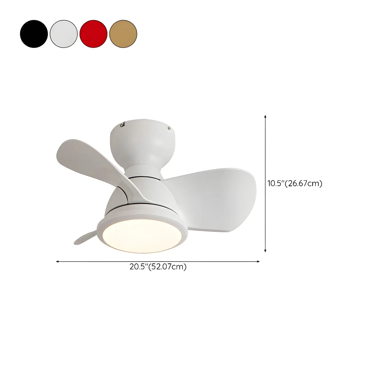 20.5-Inch Modern Flush Mount Ceiling Fan with Light for Dining #size