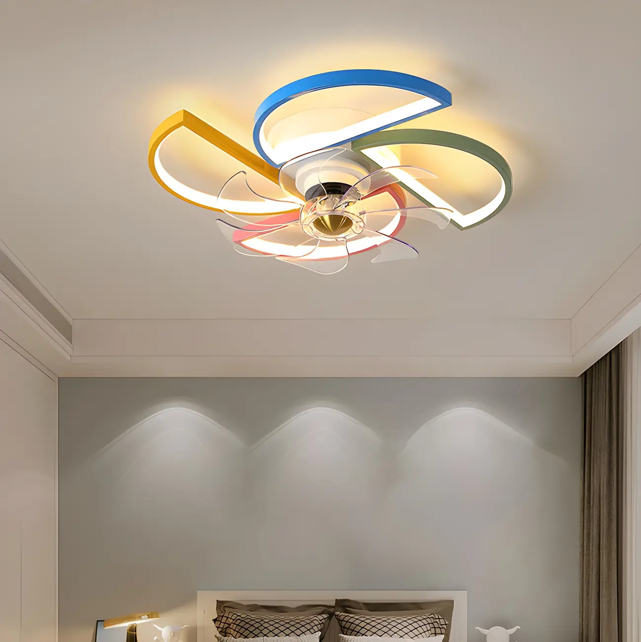 Colorful Kids Windmill-Shaped LED Ceiling Fan with Light Image - 1 | homeyfad