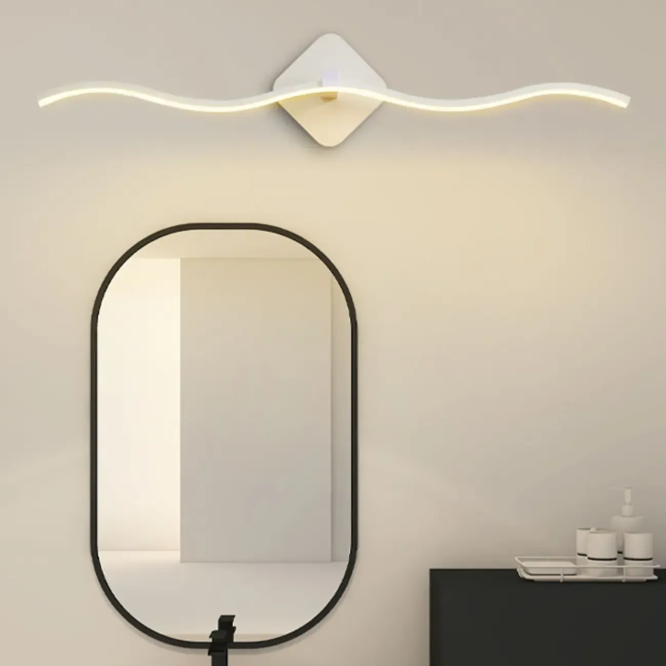 Contemporary Metal Wave Shaped LED Vanity Light for Bathroom Image - 2