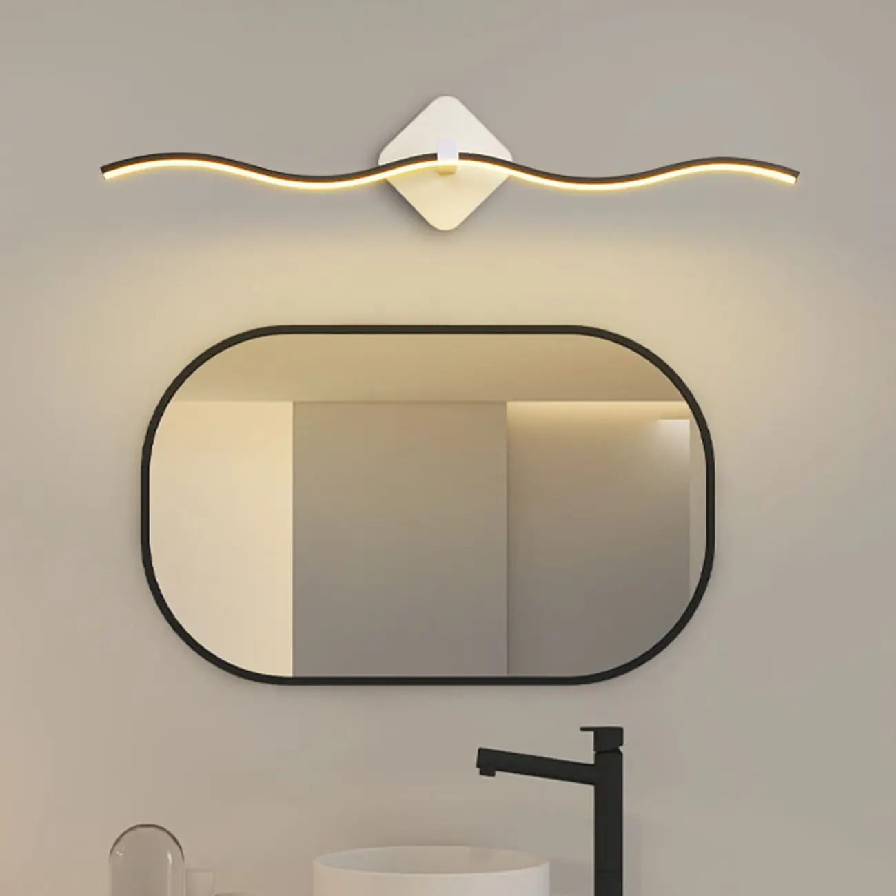 Contemporary Metal Wave Shaped LED Vanity Light for Bathroom Image - 1 | homeyfad