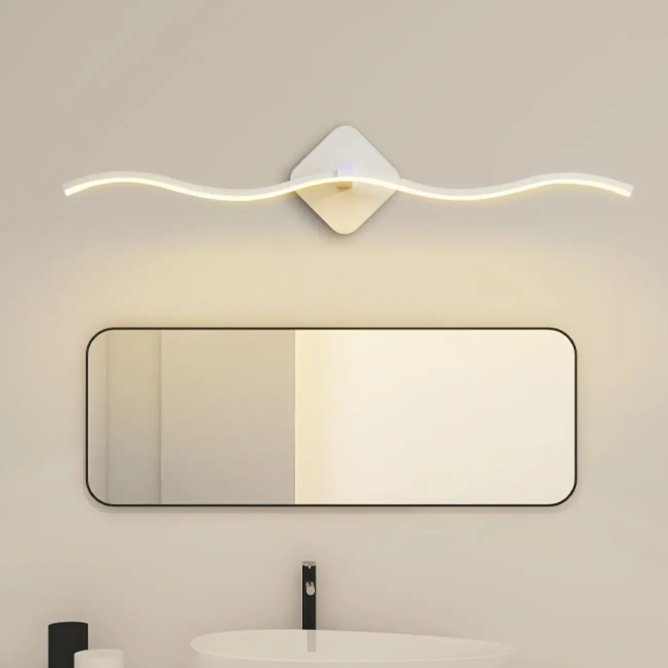 Contemporary Metal Wave Shaped LED Vanity Light for Bathroom Image - 12 | homeyfad