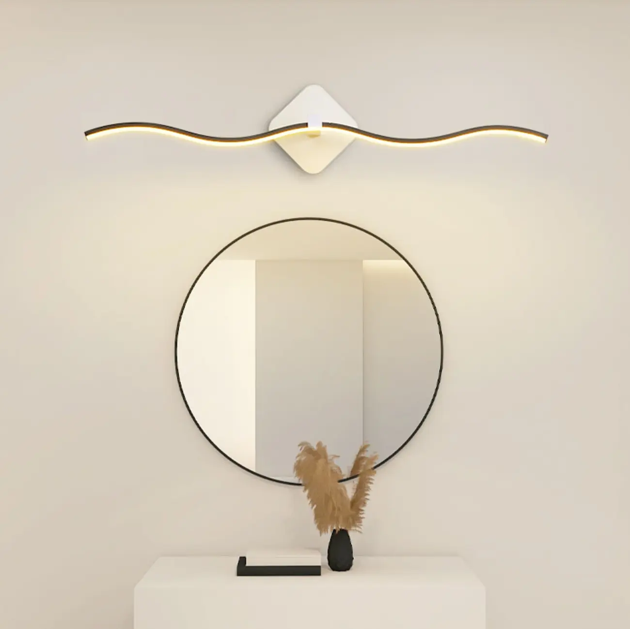 Contemporary Metal Wave Shaped LED Vanity Light for Bathroom Image - 13 | homeyfad