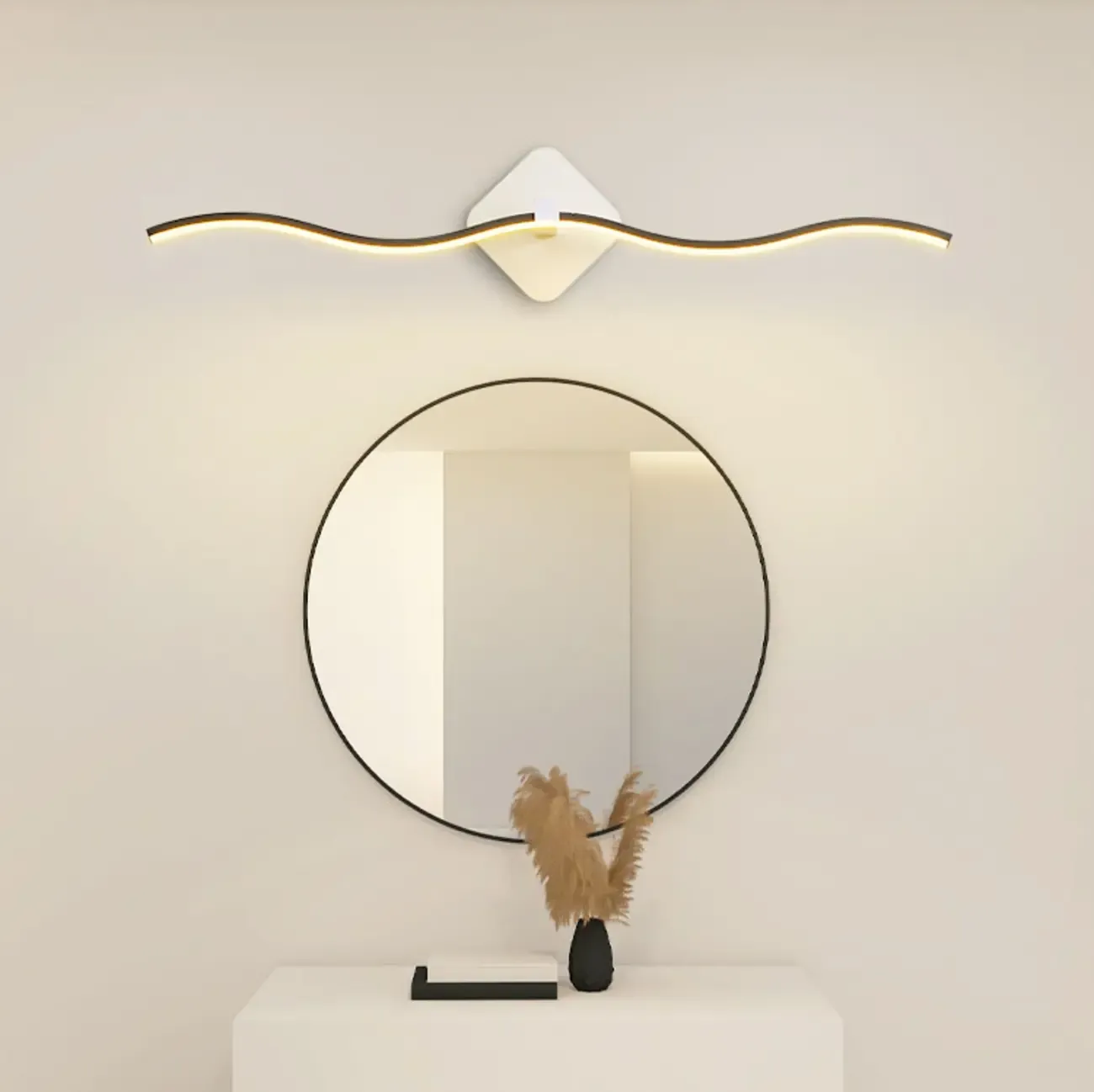 Contemporary Metal Wave Shaped LED Vanity Light for Bathroom Image - 13