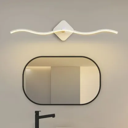 Contemporary Metal Wave Shaped LED Vanity Light for Bathroom Image - 14