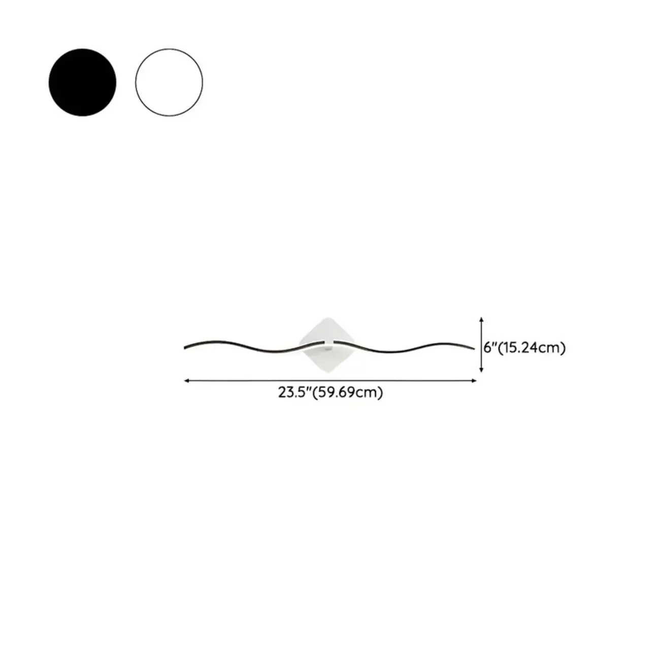 Contemporary Metal Wave Shaped LED Vanity Light for Bathroom #size