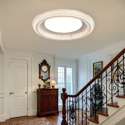Modern Dimmable Crystal Flush Ceiling Light for Bedroom Image - 1