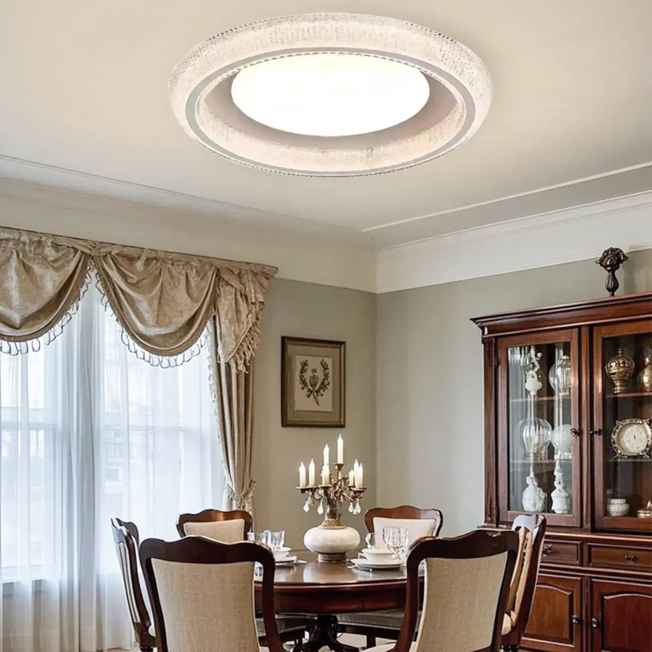 Modern Dimmable Crystal Flush Ceiling Light for Bedroom Image - 2 | homeyfad