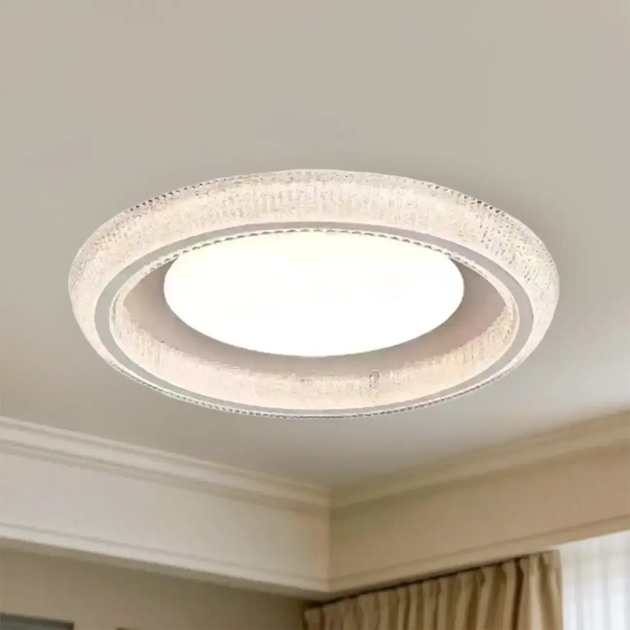 Modern Dimmable Crystal Flush Ceiling Light for Bedroom Image - 6