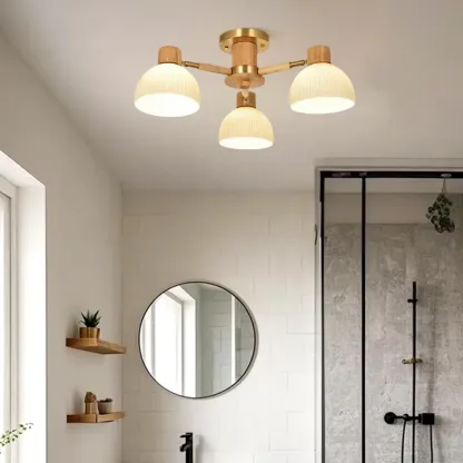 Natural Finish LED Semi Flush Ceiling Light for Home Spaces Image - 2