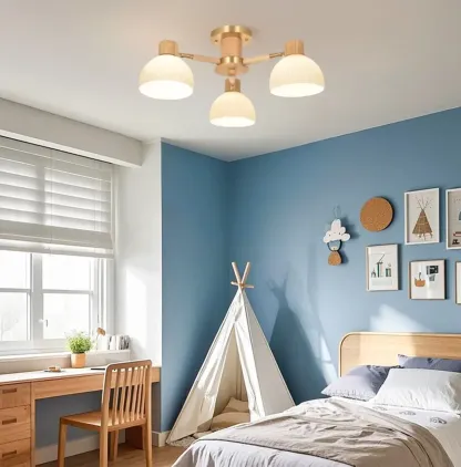 Natural Finish LED Semi Flush Ceiling Light for Home Spaces Image - 3