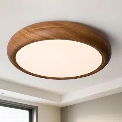 Simple LED Walnut Flush Mount Ceiling Light for Bedroom  Image - 3