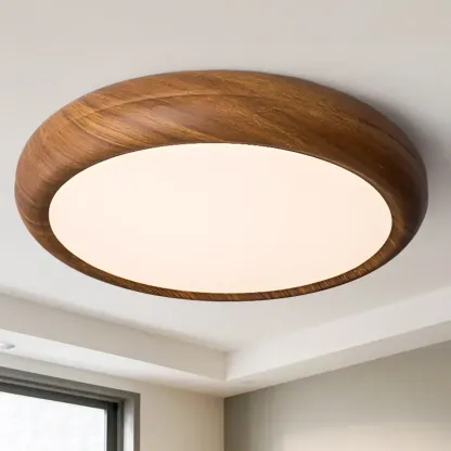 Simple LED Walnut Flush Mount Ceiling Light for Bedroom  Image - 4