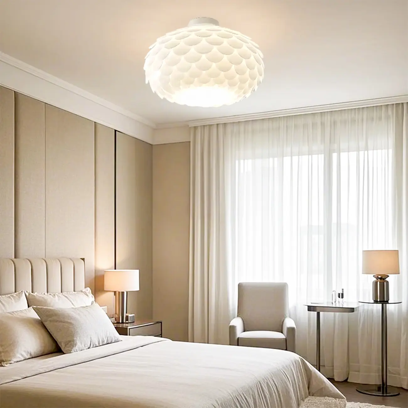 Stylish Ceiling Light with Feather Shade for Home Decor  Image - 1 | homeyfad