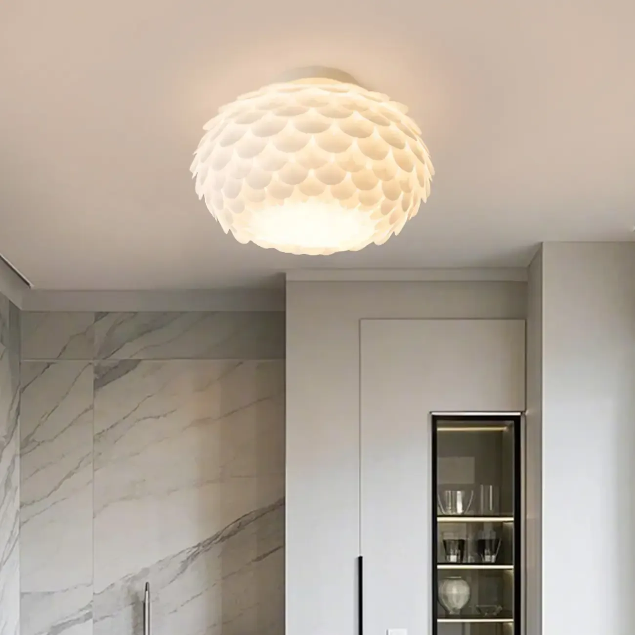 Stylish Ceiling Light with Feather Shade for Home Decor  Image - 2