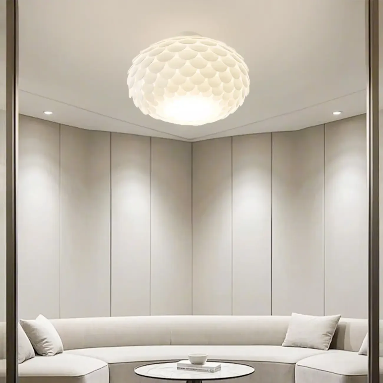 Stylish Ceiling Light with Feather Shade for Home Decor  Image - 3