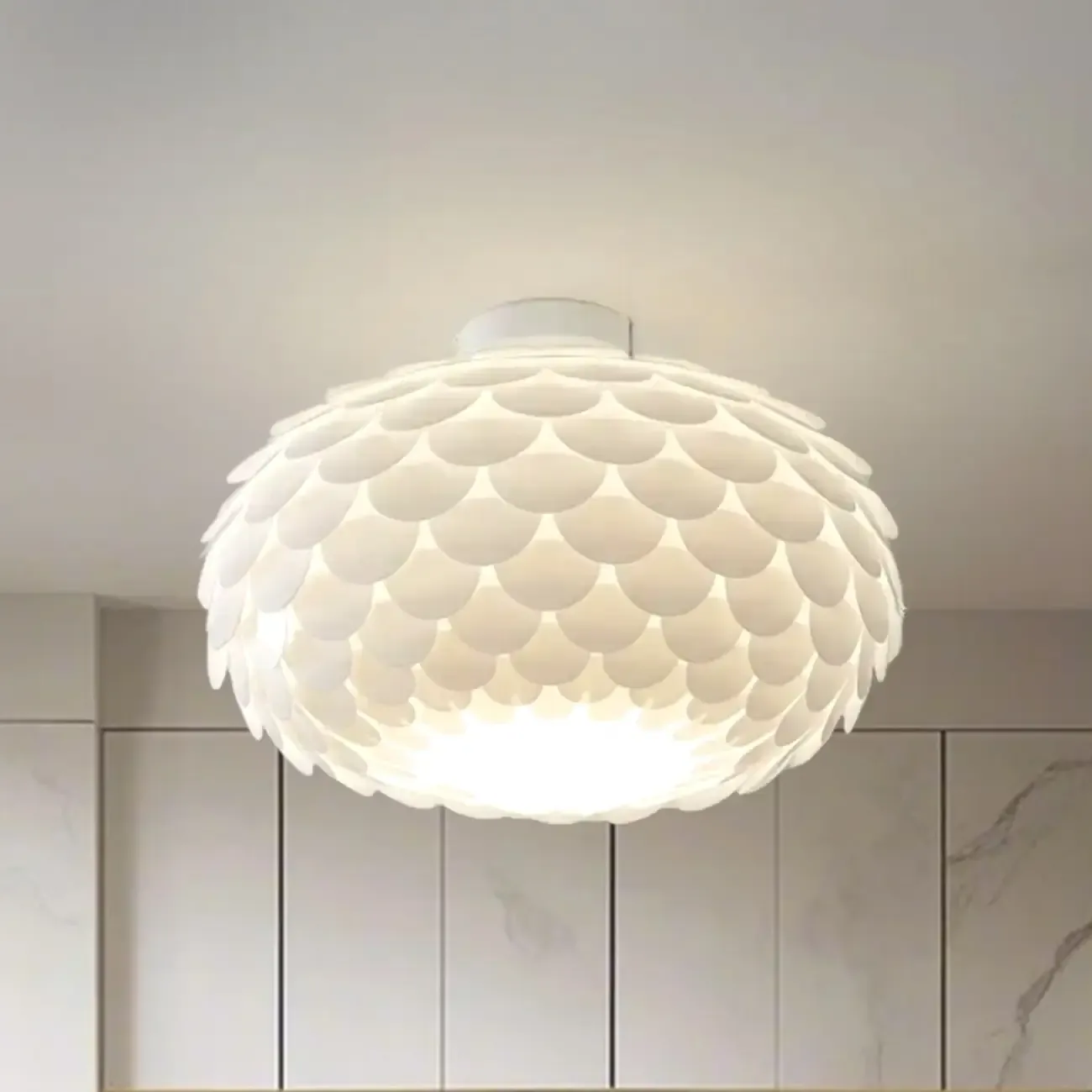 Stylish Ceiling Light with Feather Shade for Home Decor  Image - 8