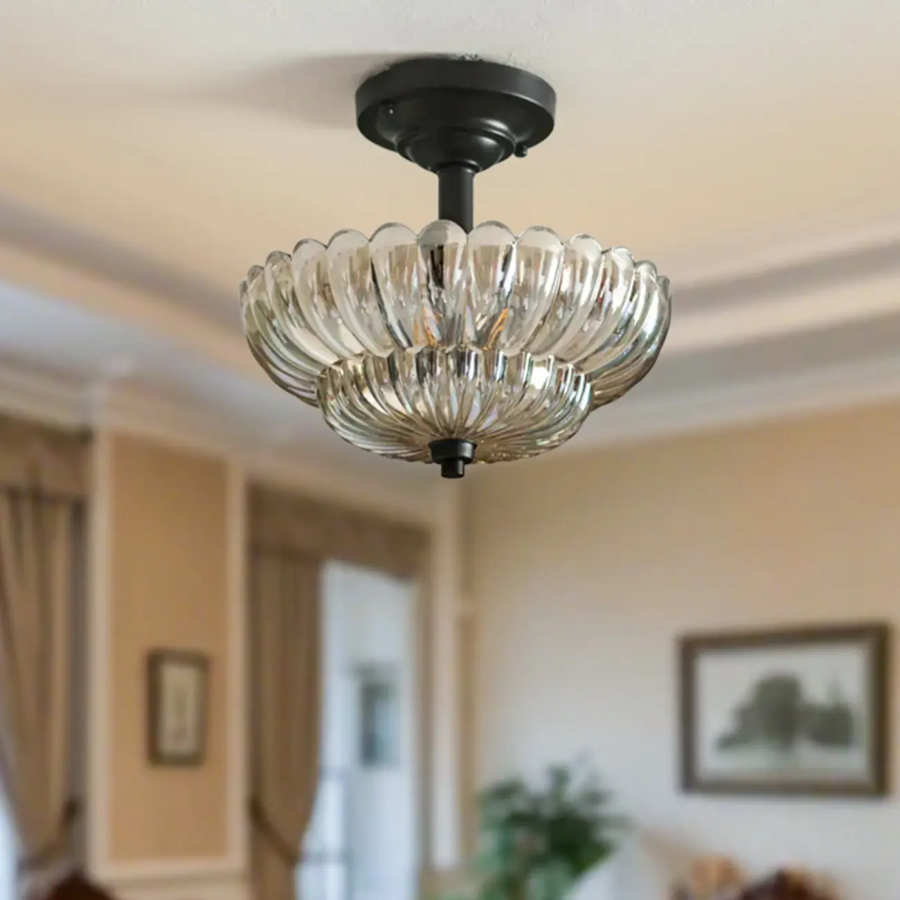 Mini Umbrella-shaped Glass Ceiling Light for Living Room Image - 1 | homeyfad