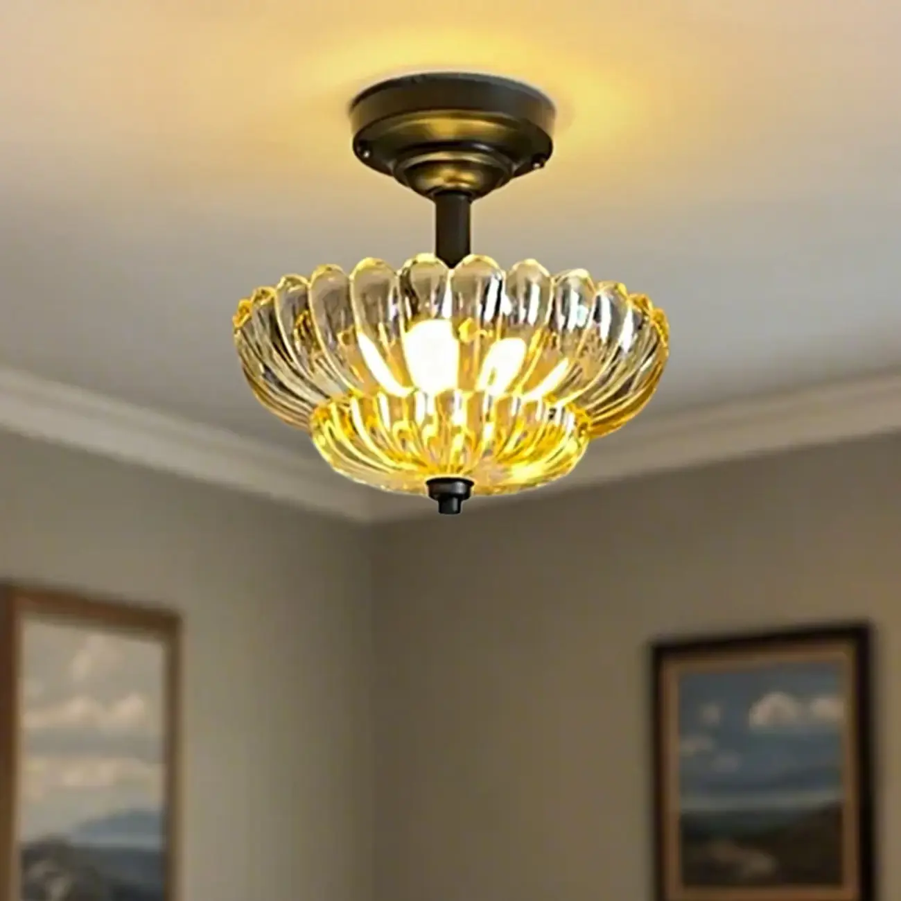 Mini Umbrella-shaped Glass Ceiling Light for Living Room Image - 2 | homeyfad