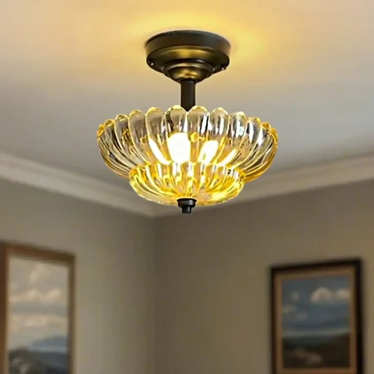 Mini Umbrella-shaped Glass Ceiling Light for Living Room | HomeyFad