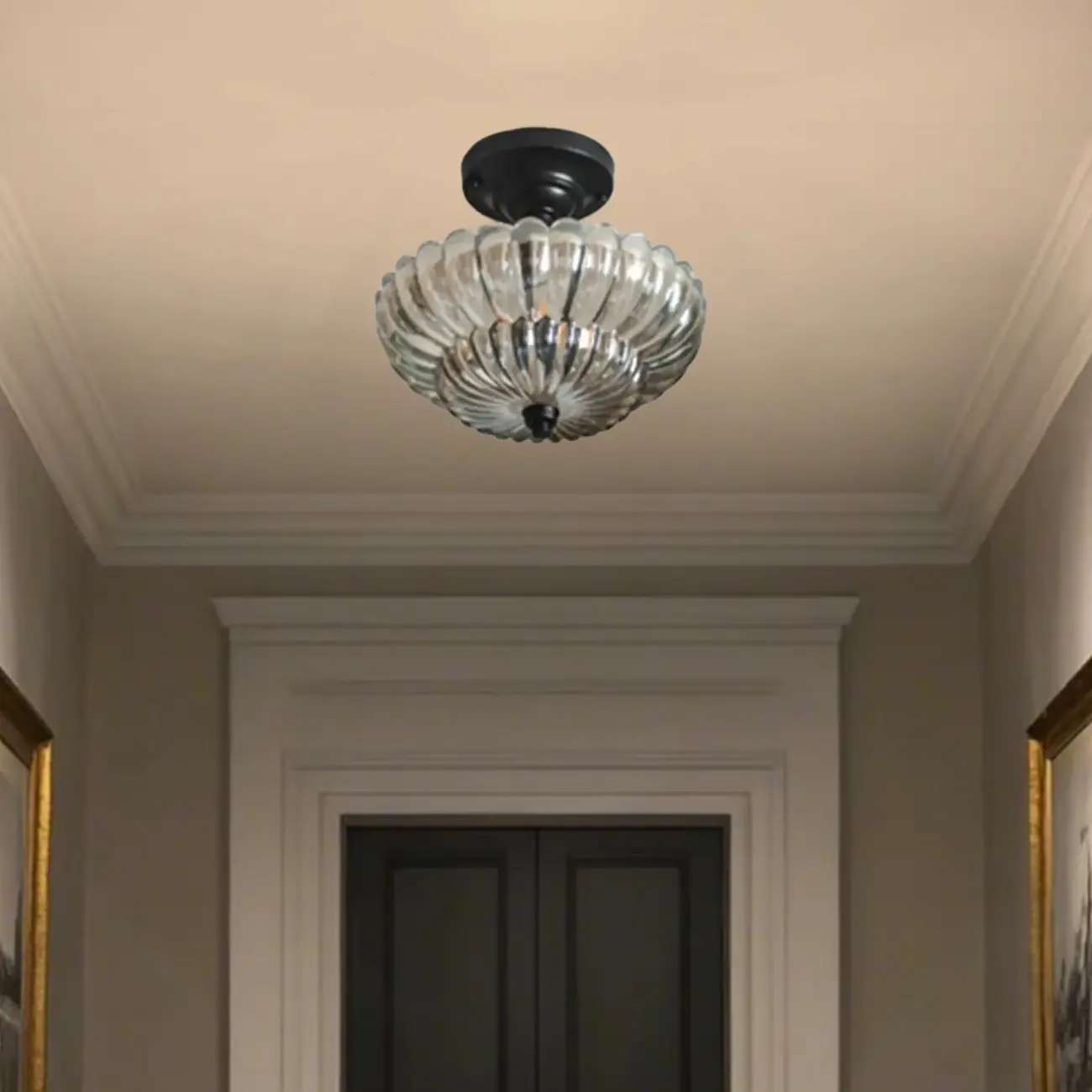 Mini Umbrella-shaped Glass Ceiling Light for Living Room Image - 4 | homeyfad