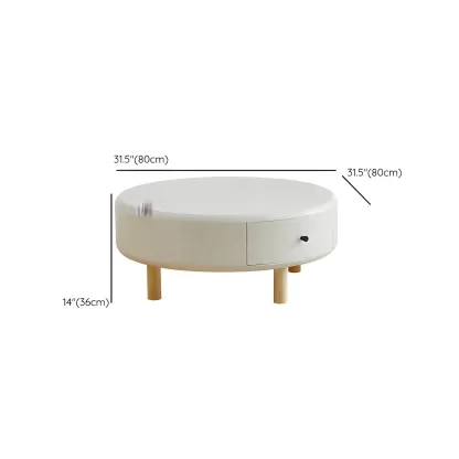 White Round Elegant Modern Wood Drawer Coffee Table #size