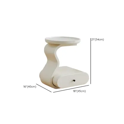 White Round Elegant Modern Wood Drawer Coffee Table Image - 13