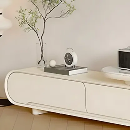 Stylish Stone TV Stand with Open Storage for Living Room Image - 8