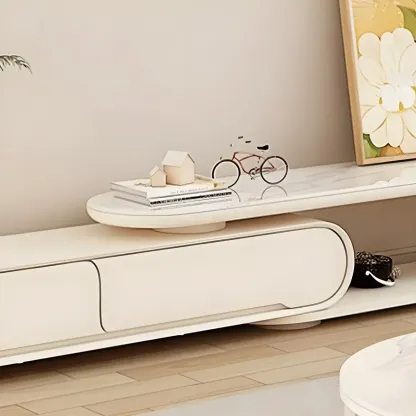 Stylish Stone TV Stand with Open Storage for Living Room Image - 9