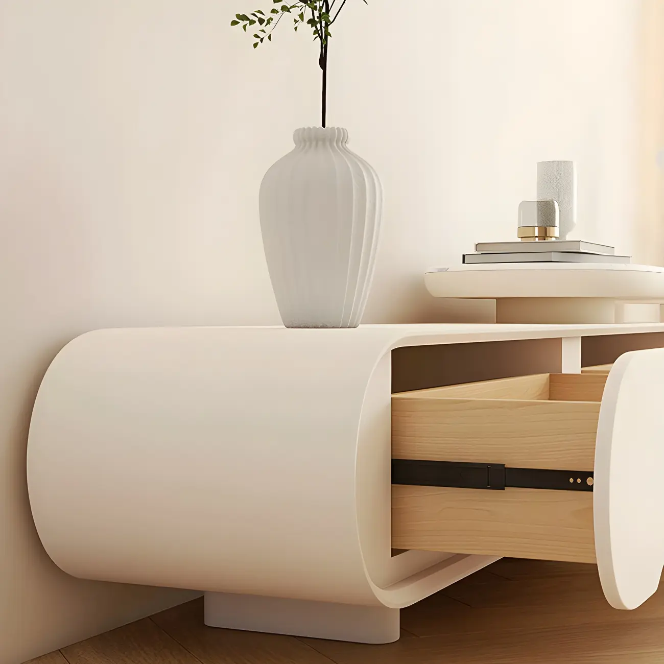 Stylish Stone TV Stand with Open Storage for Living Room Image - 10 | homeyfad