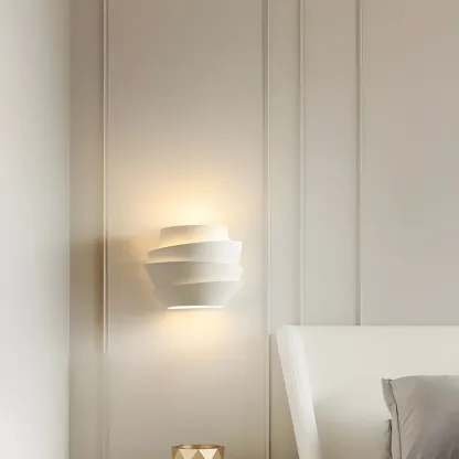 Modern White Iron Tiered Wall Light for Indoor Decor Image - 1