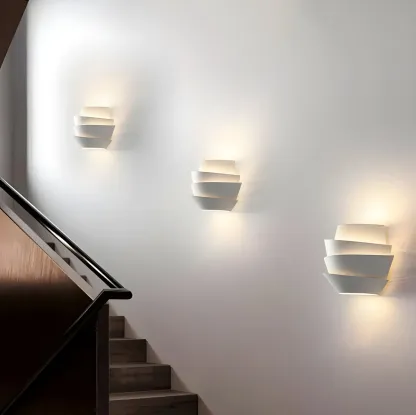 Modern White Iron Tiered Wall Light for Indoor Decor Image - 4