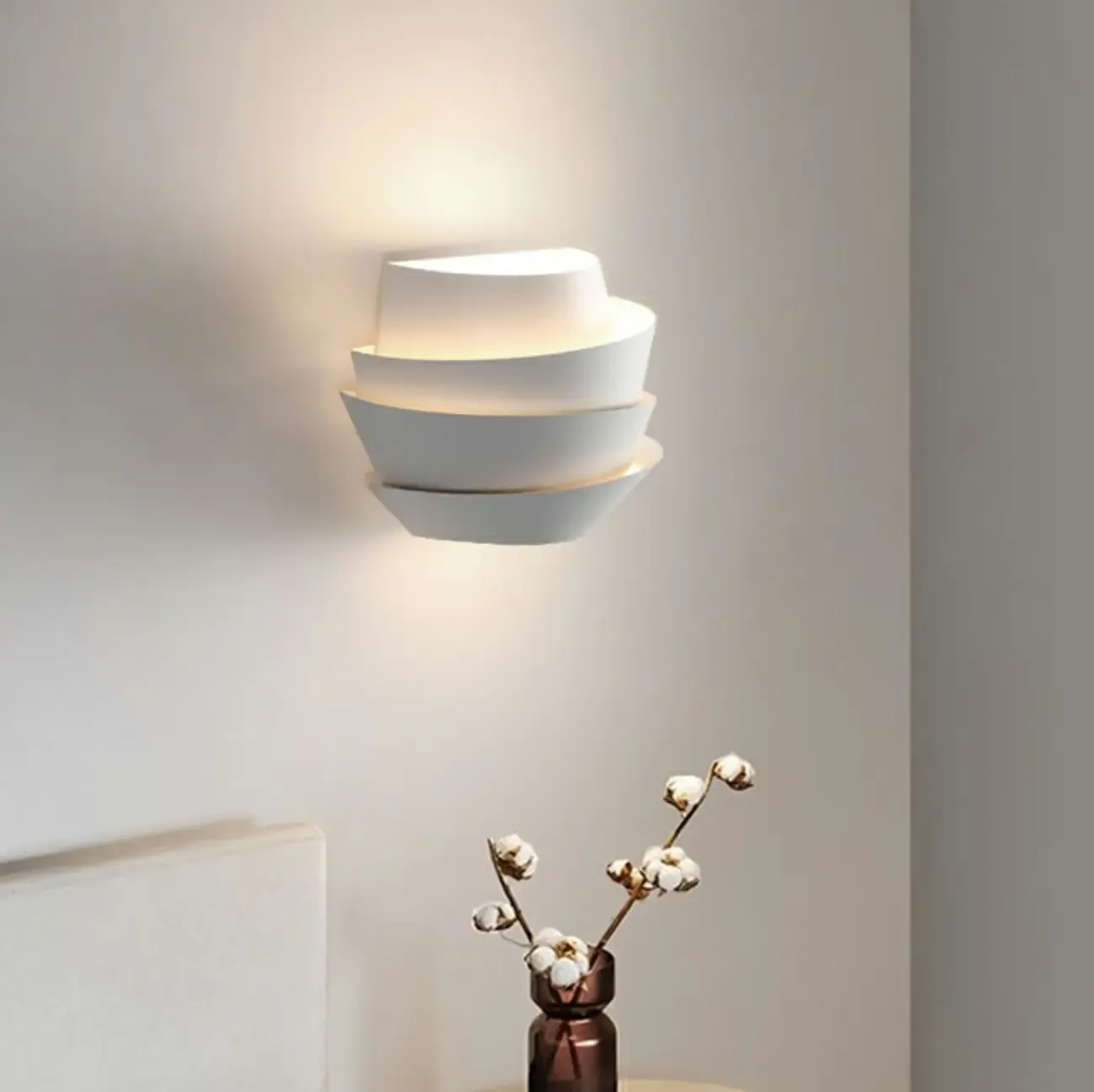 Modern White Iron Tiered Wall Light for Indoor Decor Image - 9
