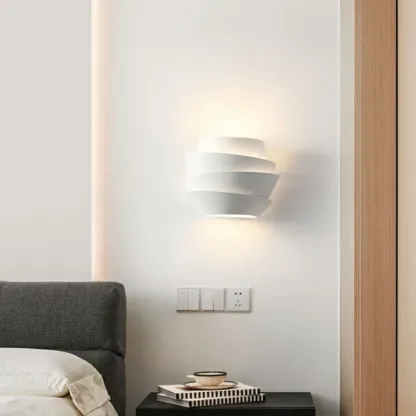 Modern White Iron Tiered Wall Light for Indoor Decor Image - 10
