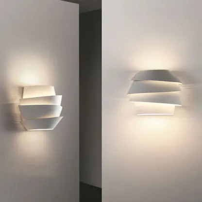 Modern White Iron Tiered Wall Light for Indoor Decor Image - 11