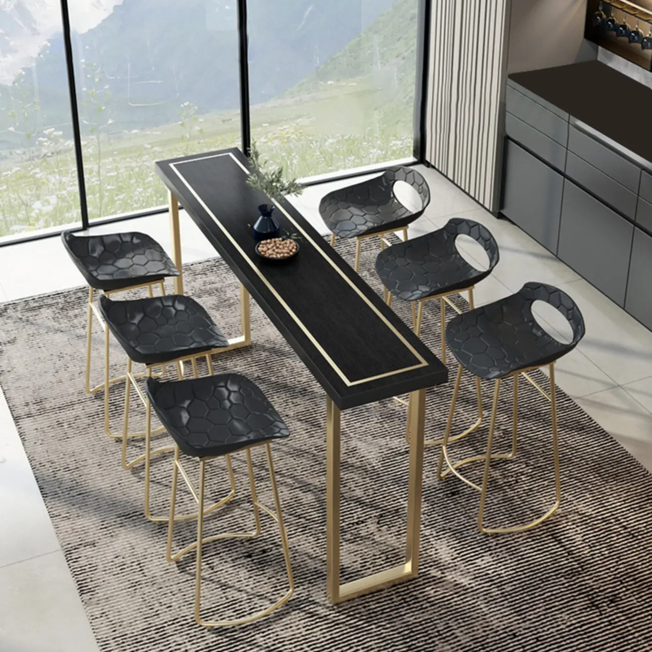 Glam Black Pine Wood Gold Iron Sled Bar Tables Image - 1 | homeyfad