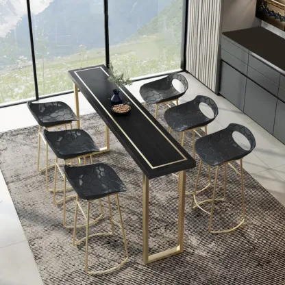 Glam Black Pine Wood Gold Iron Sled Bar Tables Image - 1