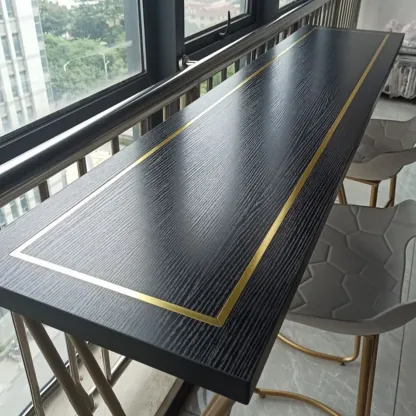 Glam Black Pine Wood Gold Iron Sled Bar Tables Image - 6