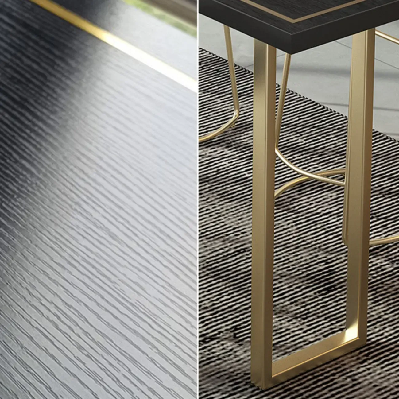 Glam Black Pine Wood Gold Iron Sled Bar Tables Image - 7