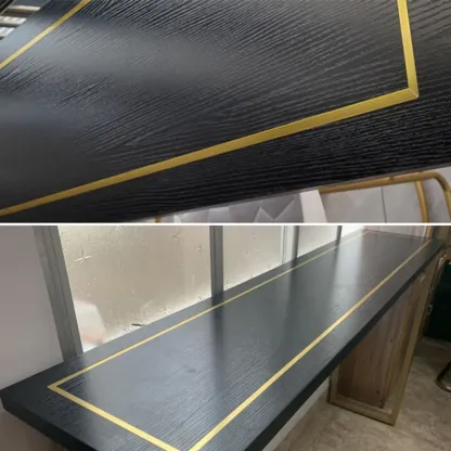 Glam Black Pine Wood Gold Iron Sled Bar Tables Image - 8