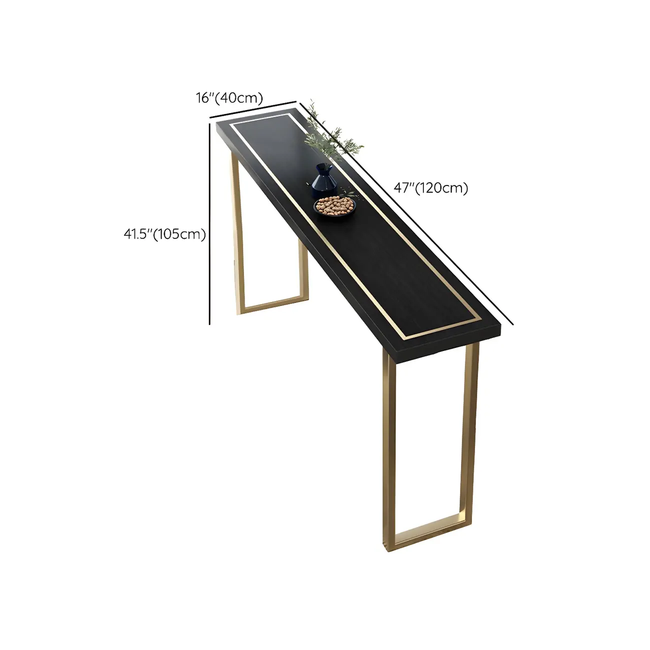 Glam Black Pine Wood Gold Iron Sled Bar Tables #size | homeyfad
