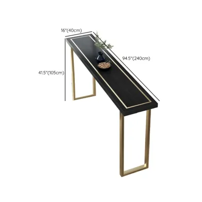 Glam Black Pine Wood Gold Iron Sled Bar Tables Image - 15