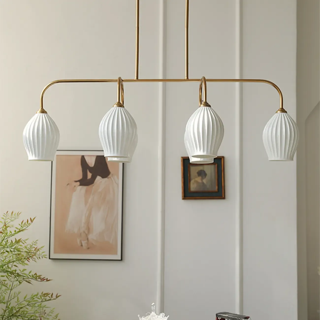 Geometric Metal Pendant Light for Dining Area Image - 5