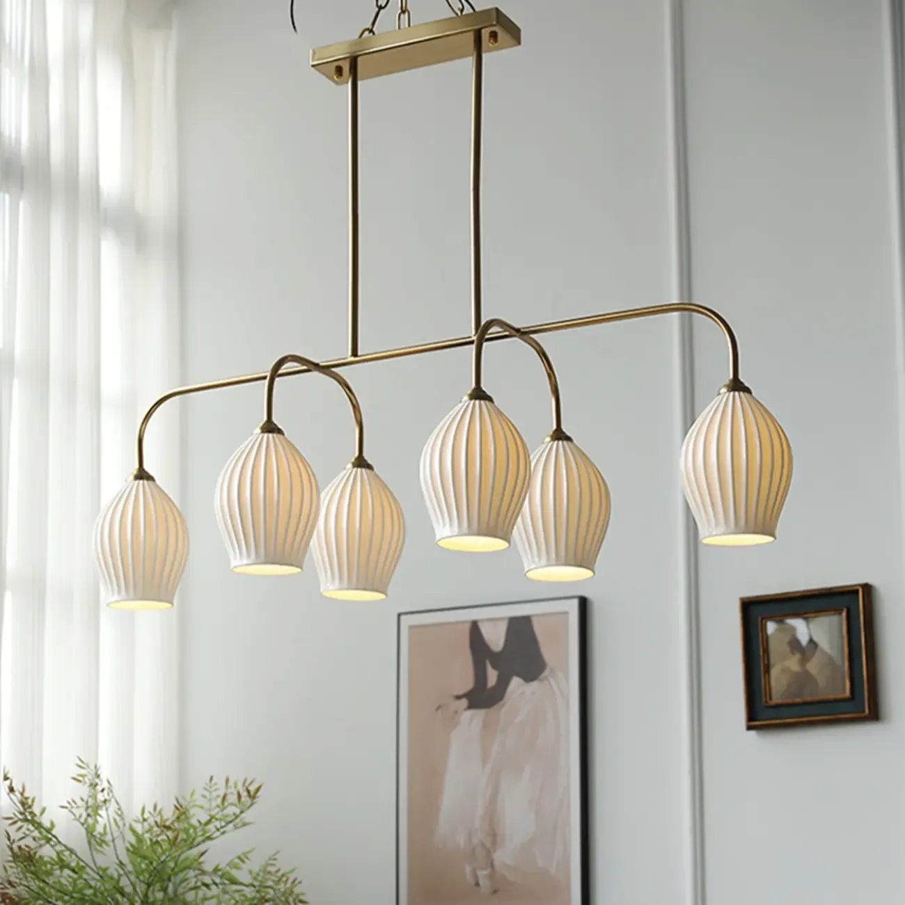 Geometric Metal Pendant Light for Dining Area Image - 6